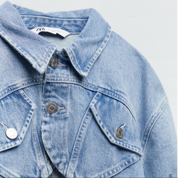 ZARA Cropped Denim Jean Jacket Size M BNWT - Picture 7 of 14